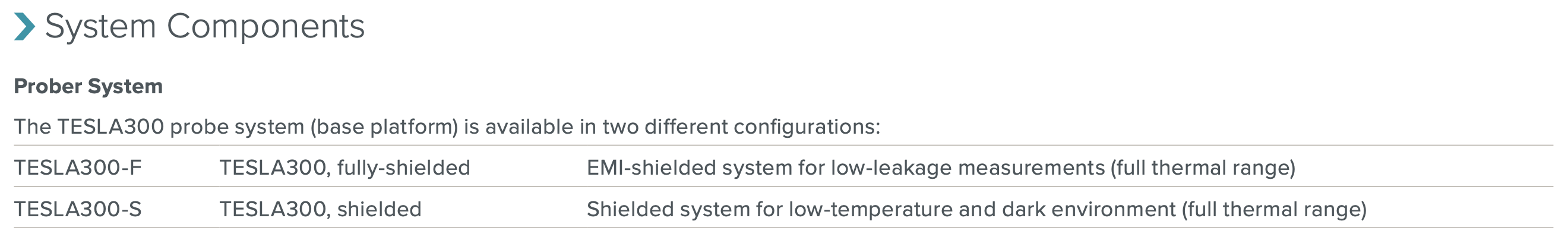 TESLA300 Specifications